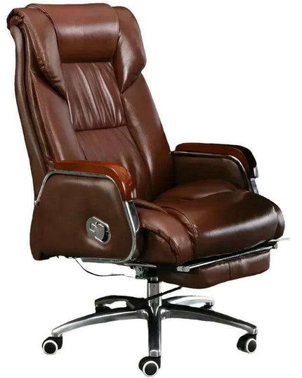 Luxurious Ergonomic Leather Executive Chair with Contemporary Aluminium Base