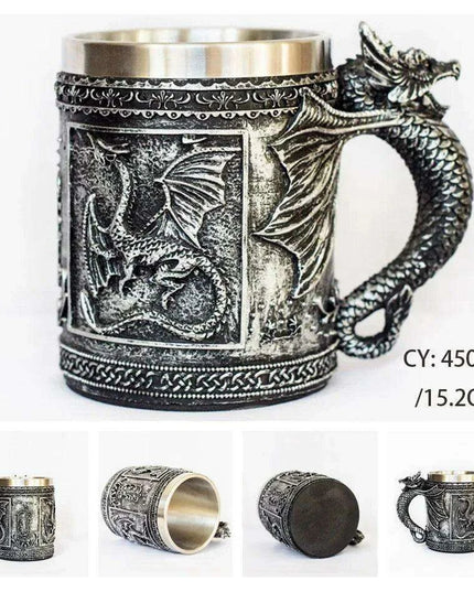 Skull Knight Tankard: Stainless Steel Resin Beer Stein - Viking Halloween Decor for Tea Pub