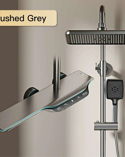 Digital Luxury Brass Gunmetal LED Shower System with Dual Control Faucet