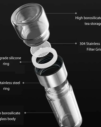 Eco-Friendly 400ML Borosilicate Glass Tea Infuser Bottle with Double Layer Design