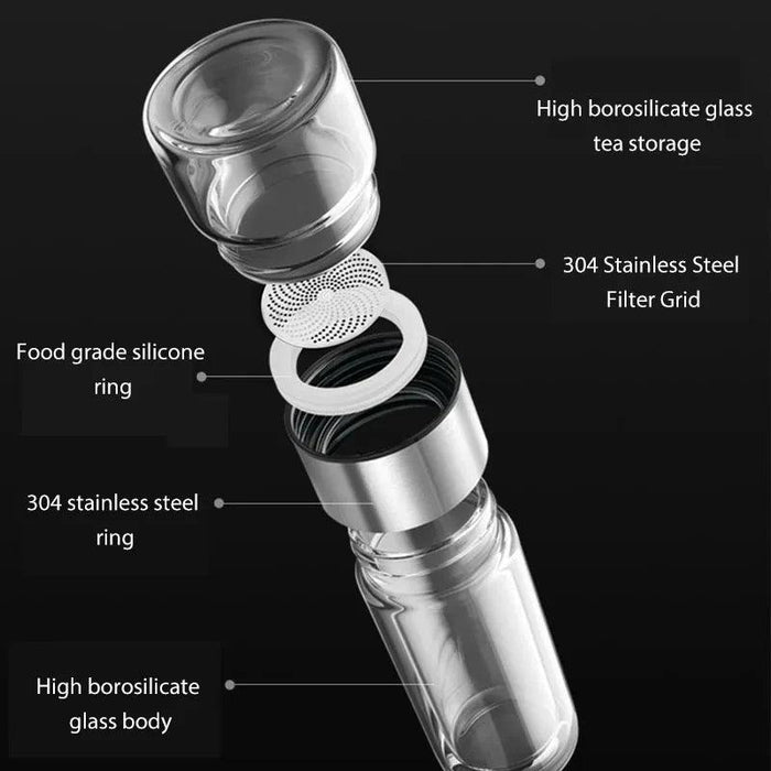 Eco-Friendly 400ML Borosilicate Glass Tea Infuser Bottle with Double Layer Design