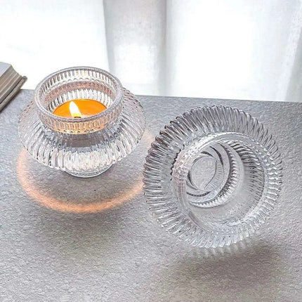 Elegant Double-Sided Glass Candle Holder - Ideal for Weddings and Special Occasions