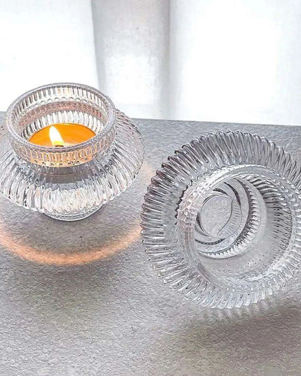 Elegant Double-Sided Glass Candle Holder - Ideal for Weddings and Special Occasions