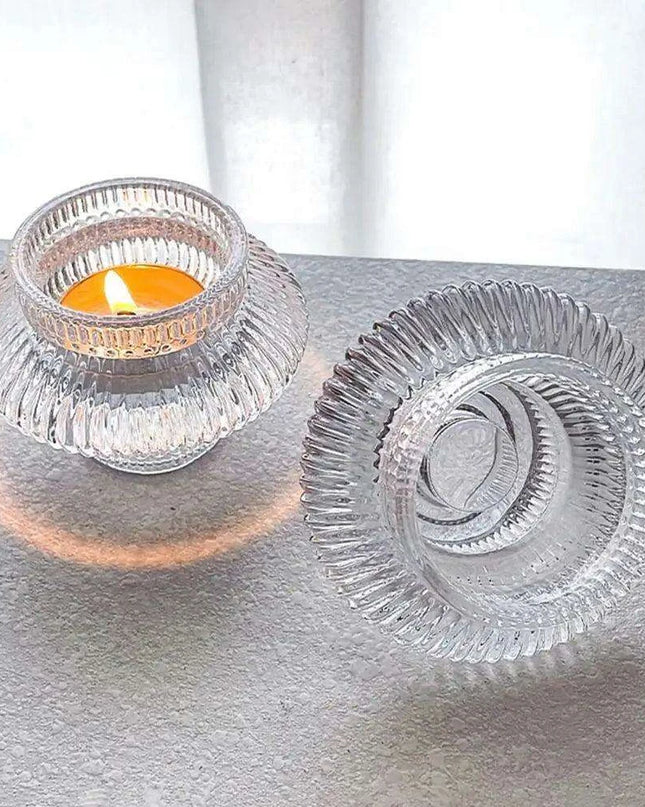 Elegant Double-Sided Glass Candle Holder - Ideal for Weddings and Special Occasions
