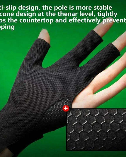 Left-Handed Billiards Glove - Three-Finger Design for Superior Performance
