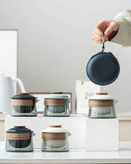 Zen Tea Ritual Travel Kit - Elegant Teapot, Cups, and Bowl Set for Tea Lovers on the Go