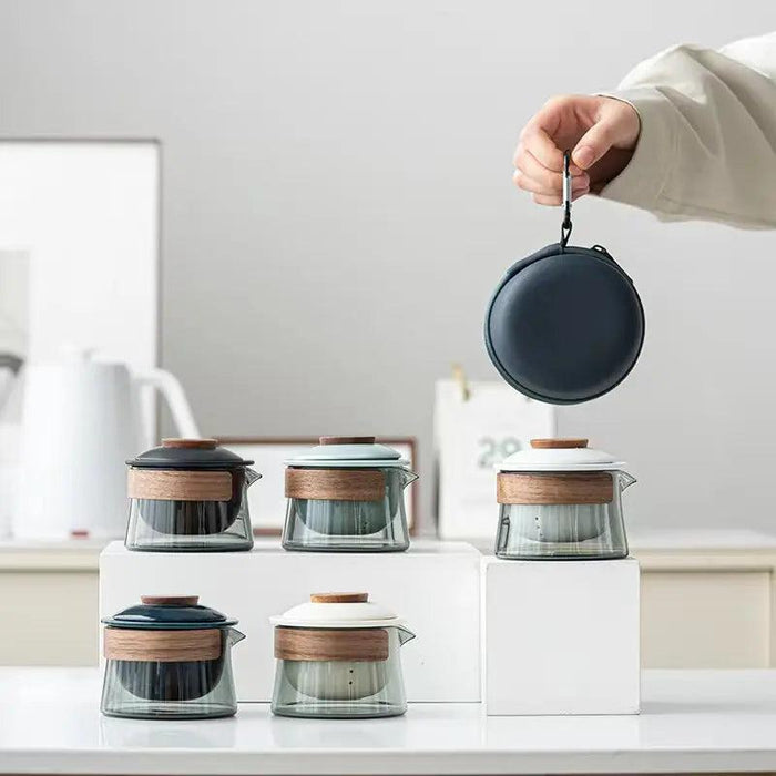 Zen Tea Ritual Travel Kit - Elegant Teapot, Cups, and Bowl Set for Tea Lovers on the Go