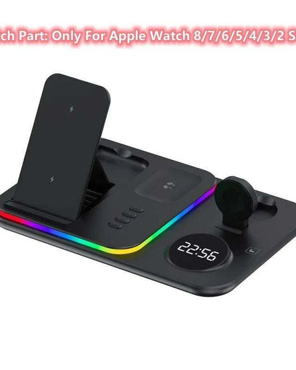 5-in-1 Fast Charging Wireless Dock with RGB LED for Apple Watch, AirPods, iPhone, Galaxy Watch, and Samsung Devices