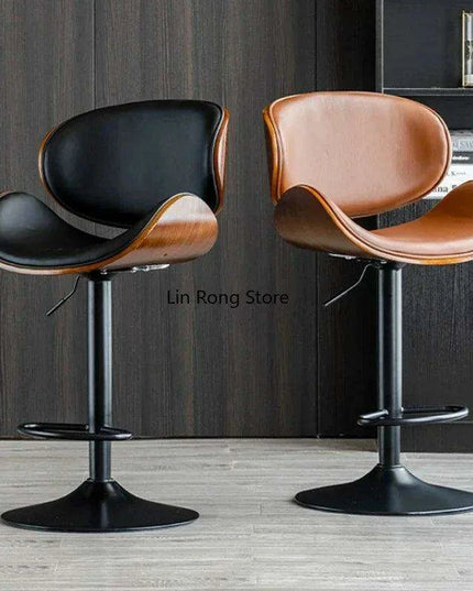 Chic Adjustable Genuine Leather Bar Stool - Stylish Modern Comfort Solution