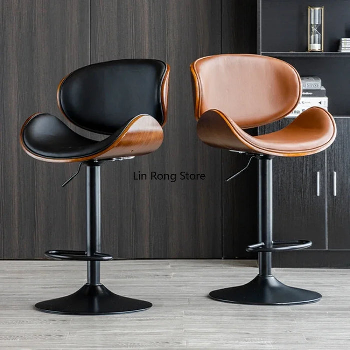 Luxurious Leather Adjustable Bar Chair - Modern Comfort and Style