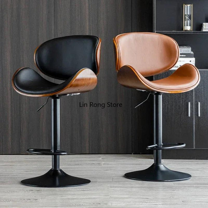 Chic Adjustable Genuine Leather Bar Stool - Stylish Modern Comfort Solution