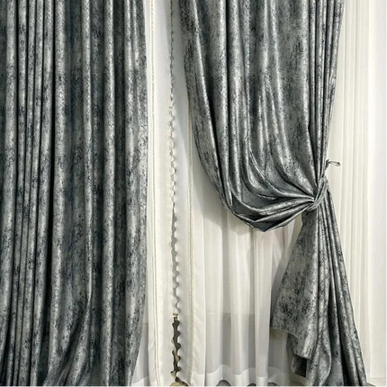 High-Grade Jacquard Curtains – Dark Gray Baroque Design