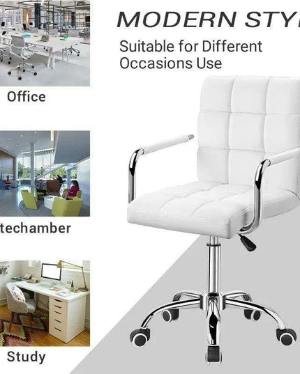 Sleek Adjustable Ribbed PU Leather Office Chair with Stylish Geometric Accents