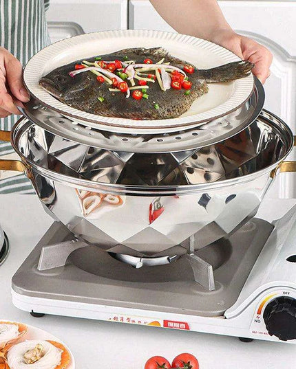 Versatile 304 Stainless Steel Cooking Pot with Integrated Steamer Basket