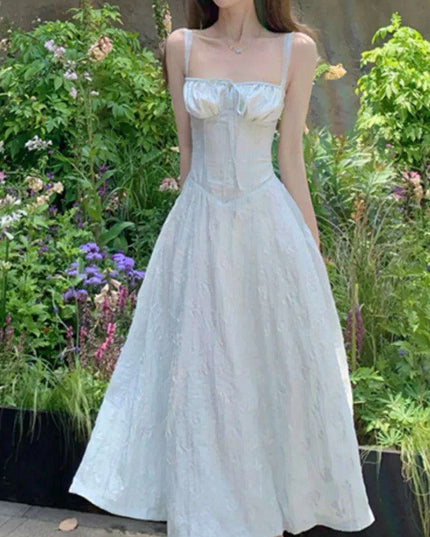 Elegant Vintage A-Line Spaghetti Strap Evening Dress for Women - Chic Square Neck Party Attire