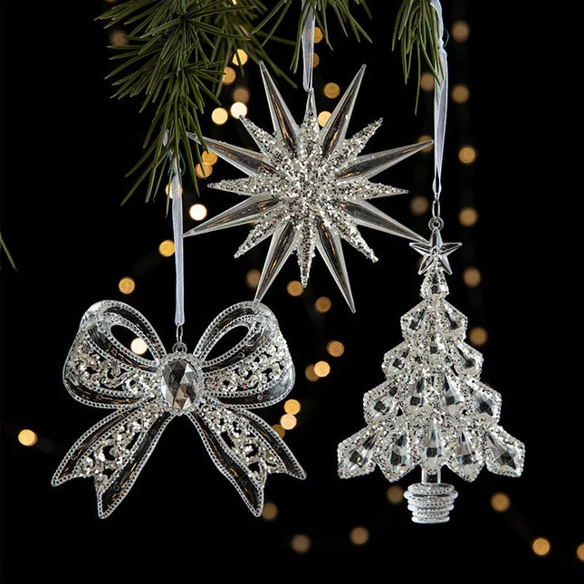 Transparent Acrylic Ice Crystal Tree Pendant – Christmas Ornament