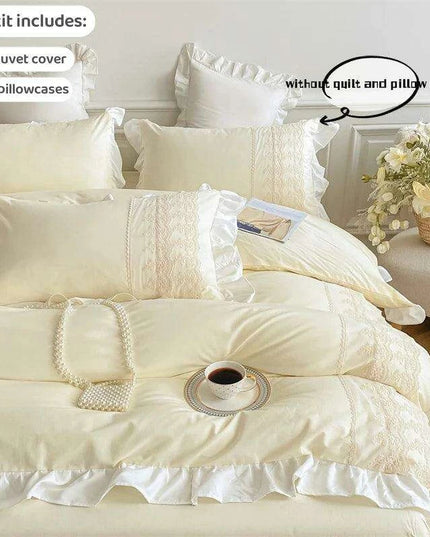 Elegant 3-Piece Lace Bedding Set with Pillowcases