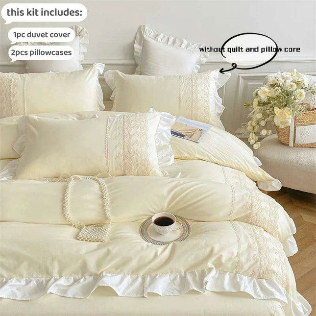 Elegant 3-Piece Lace Bedding Set with Pillowcases