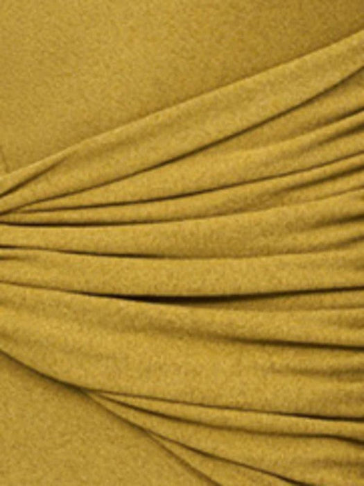 Sophisticated Asymmetrical Knit Dress with Pleats and Cross Collar for Women - Form-Fitting Autumn Evening Dress 2024