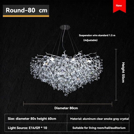 Twinkling Light Silver Crystal Chandelier - Large Oval Pendant Lamp