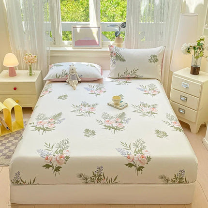 Housewear Cotton Fitted Sheet - Soft, Comfortable, Elastic Band, Print