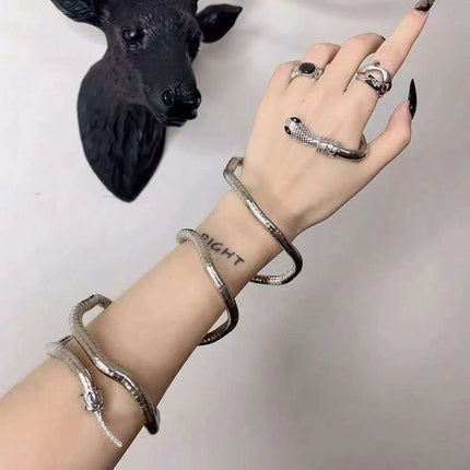 Edgy Bendy Snake Jewelry Set - Punk Chic for Everyone