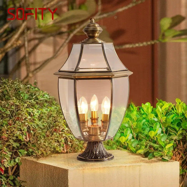 SOFITY IP65 Waterproof Retro Brass Garden Post Lamp - LED Patio Light