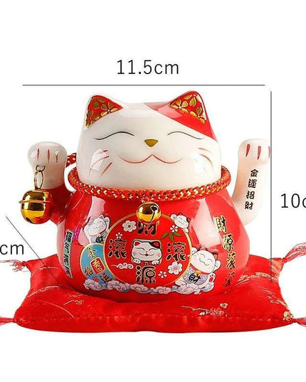Adorable 4.5 Inch Battery-Operated Ceramic Lucky Cat - A Charming Good Luck Figurine for Home and Gifting