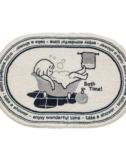 Whimsical Cartoon Plush Bathroom Rug Set with Anti-Slip Backing