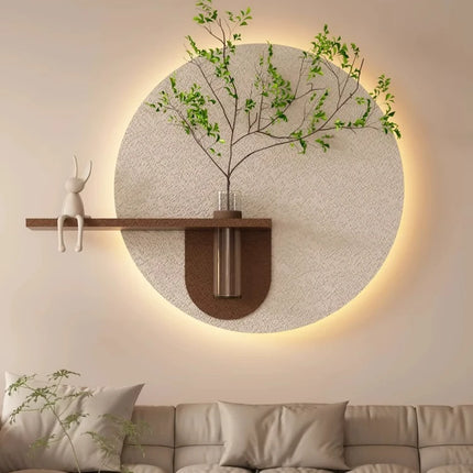 Mural Lamp Store 3D Luminous Green Plant Sandstone Painting for Living