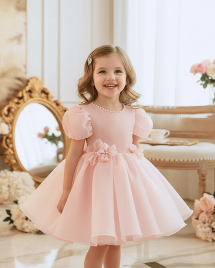 Magical Pearl and Bow Evening Gown for Girls