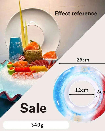 Japanese Elegance Circular Serving Tray - Sophisticated Sushi Display for Luxurious Dining