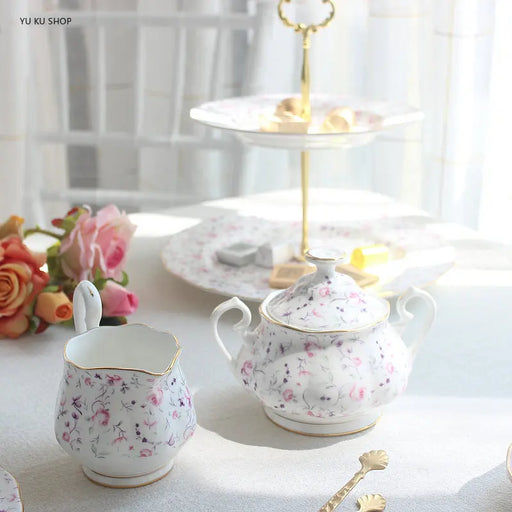 English Afternoon Tea Collection: Exquisite Bone China Cups and Ceramic Plates Set