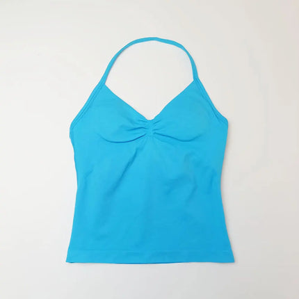 NCLAGEN Women's Longline Strappy Yoga Vest with Open Back for Fitness