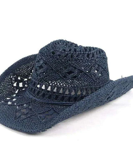 Hand Woven Wide Brim Straw Cowboy Hat for Summer Outdoor Sun Protection