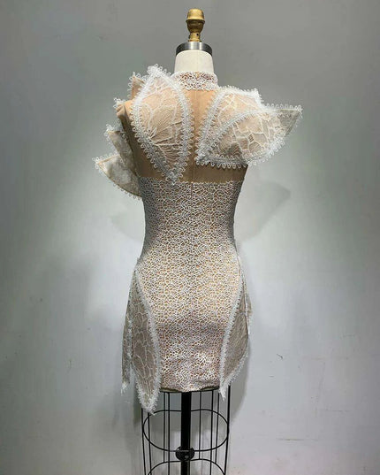 Chic Black Feather-Accented Bodycon Dress for Enchanting Evenings