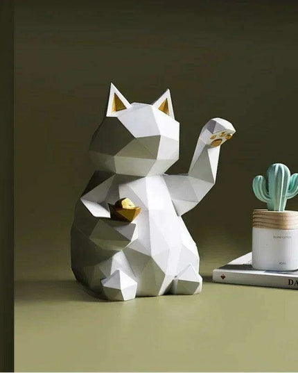 Chic Nordic Lucky Cat Statues - Modern Feng Shui Decor for Home and Office