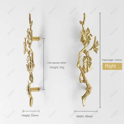 Luxury Pure Copper Floral Cabinet & Drawer Handle