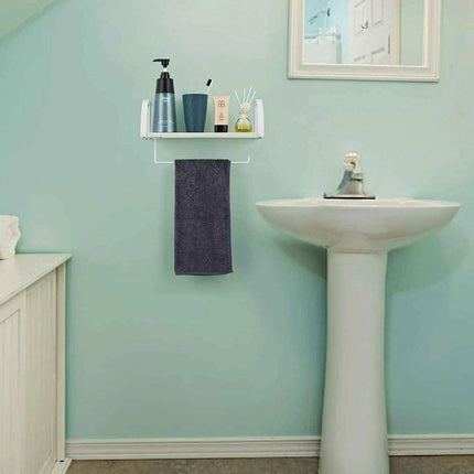 Rustic Wall-Mounted Organizer with Towel Rack and Shelf Storage