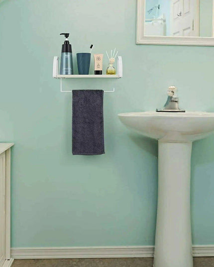 Rustic Wall-Mounted Organizer with Towel Rack and Shelf Storage