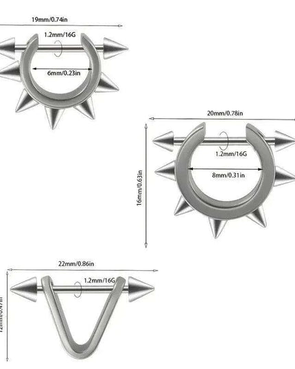 Men's Silver/Black Stainless Steel Spike Hoop Earring - Edgy Cartilage Jewelry for Tragus, Helix, and Daith Piercings