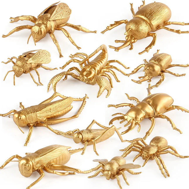 Realistic Mini Insect Figures — Simulated Beetle, Cricket & Bee Educational Models