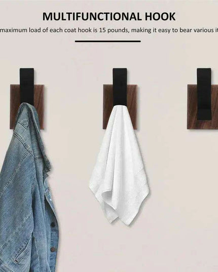Stylish Solid Walnut Wood Wall-Mounted Coat Rack with Heavy-Duty Hooks for Home Organization