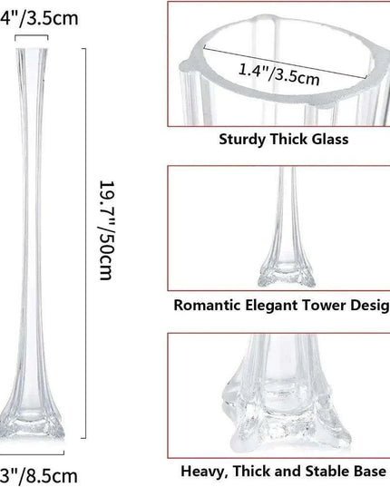 Elegant Eiffel Tower Crystal Vase Set - Romantic Handmade Centerpieces for Every Occasion