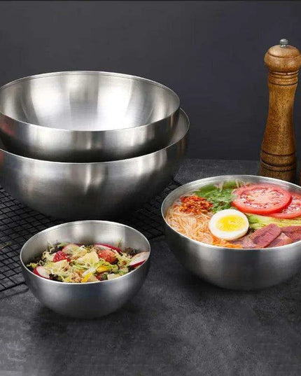 Korean Luxurious Stainless Steel Salad Bowl Set - Elegant Gold and Silver Bowls in Sizes from 15cm to 28cm