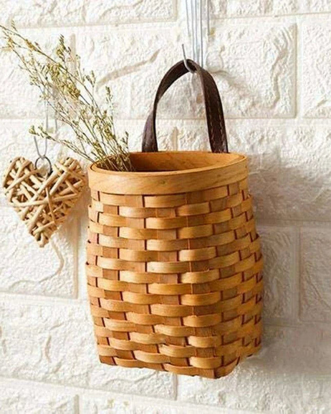 Woven Bamboo Wall Baskets for Elegant Plant and Flower Arrangement