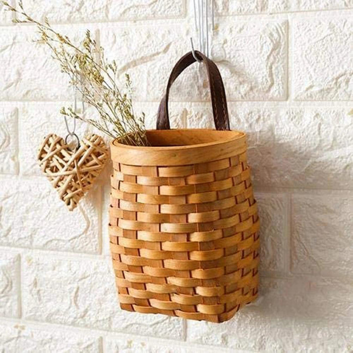 Woven Bamboo Wall Baskets for Elegant Plant and Flower Arrangement