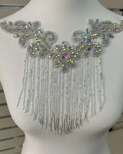 Glimmering Silver Rhinestone Floral Applique: Elegant Fashion Upgrade Accessory