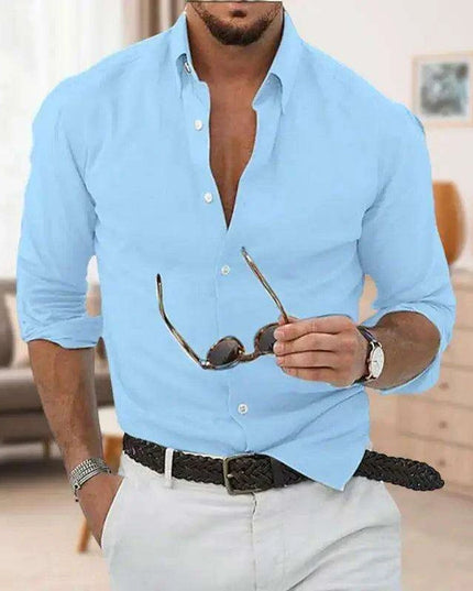 Men's Elegant Lightweight Linen Shirt – Essential Long Sleeve for Summer Beach Style