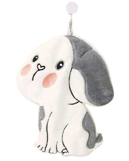 Adorable Dog-Shaped Coral Velvet Hand Towel with Convenient Hanging Loop - Perfect for Home Decor
